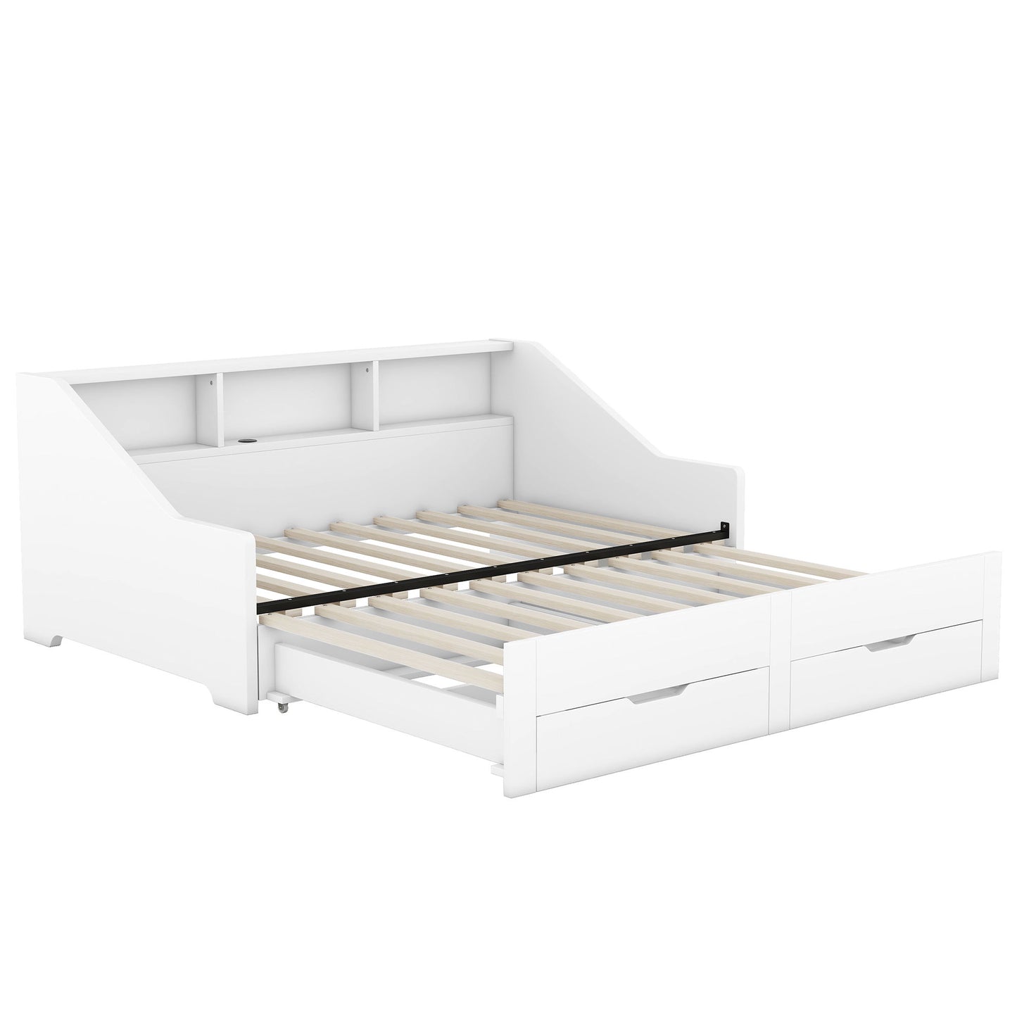Daybed Frame With Storage Bookcases, 2 Drawers, Charging Station - The Sleep Loft - Online Mattress Showroom NYC