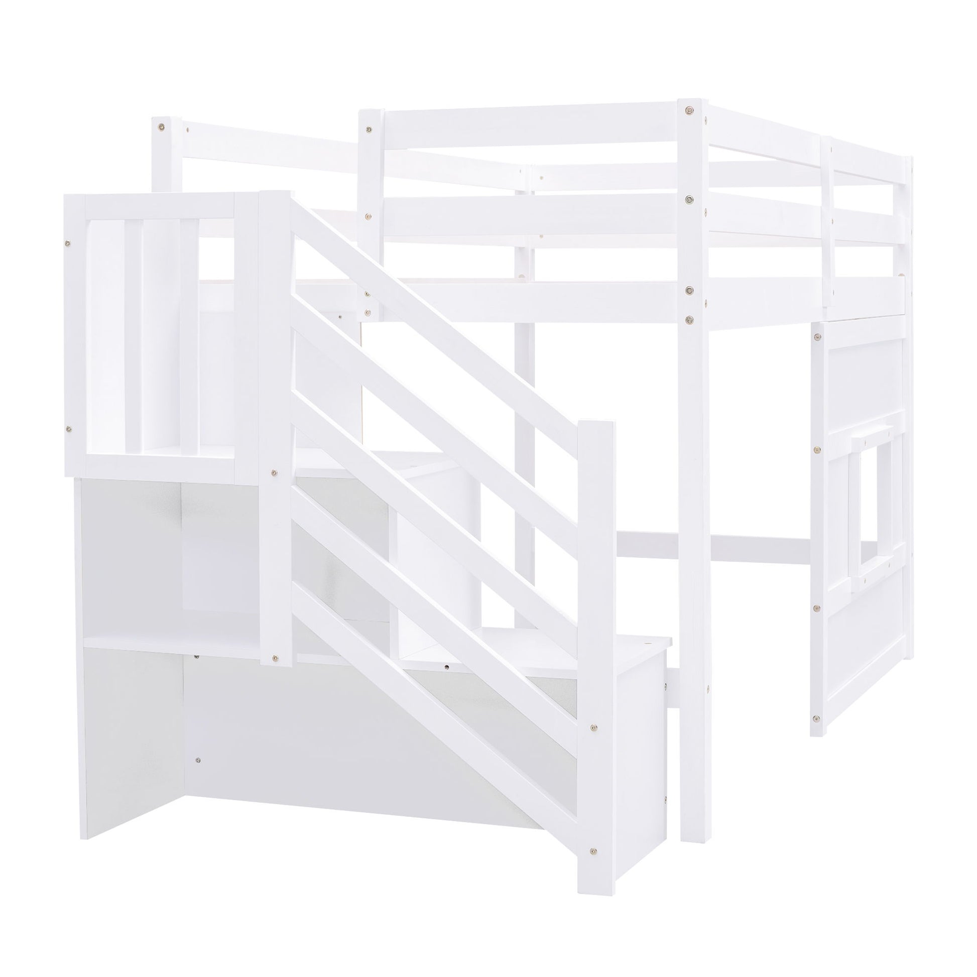 Loft Bed With Storage Staircase, Window & LED Light - The Sleep Loft - Online Mattress Showroom NYC