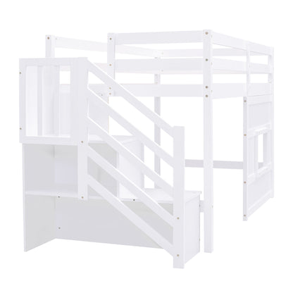 Loft Bed With Storage Staircase, Window & LED Light - The Sleep Loft - Online Mattress Showroom NYC