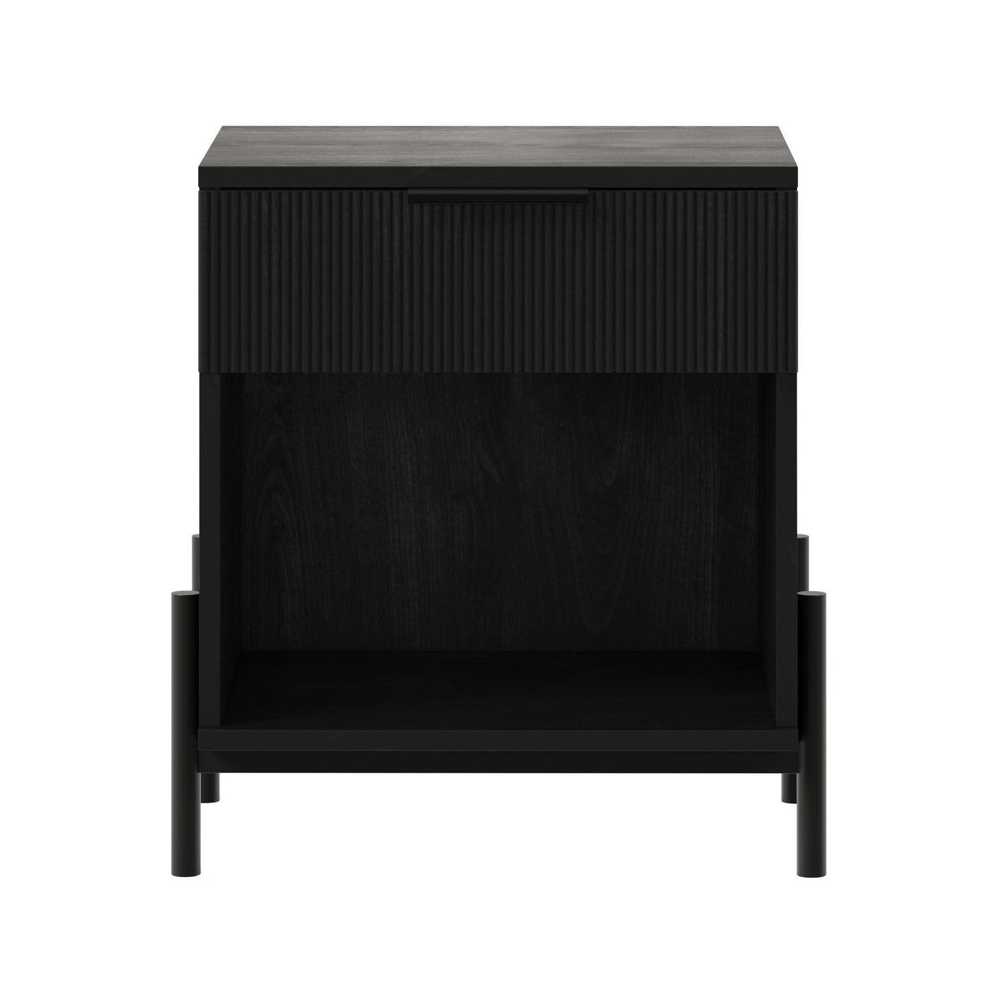 Modern Fluted Drawer Nightstand With Open Cubby Coastal - The Sleep Loft - Online Mattress Showroom NYC