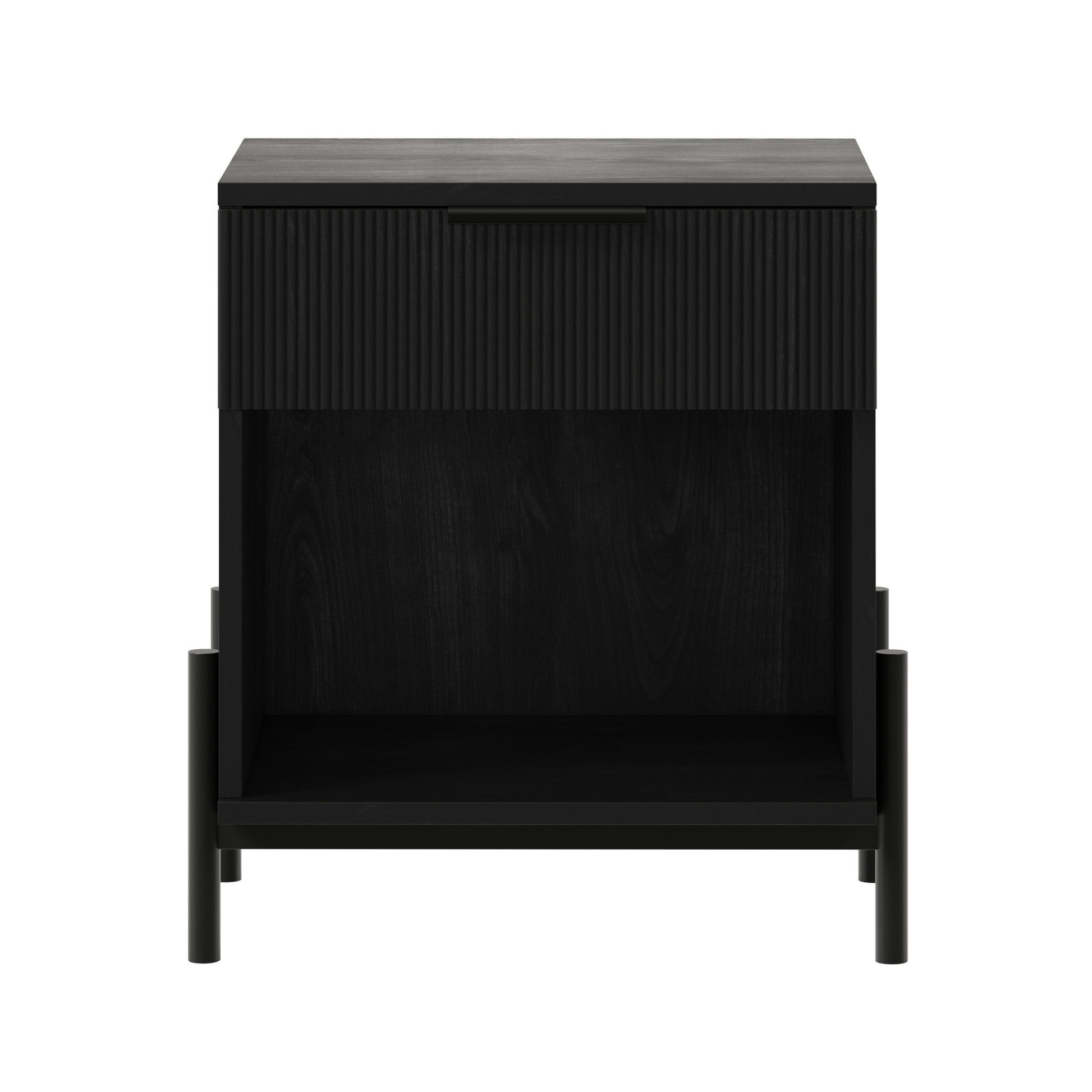 Modern Fluted Drawer Nightstand With Open Cubby Coastal - The Sleep Loft - Online Mattress Showroom NYC