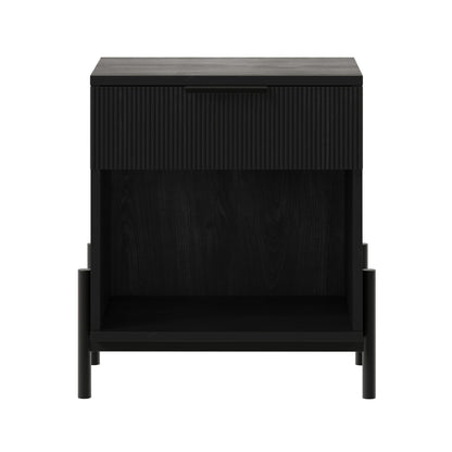 Modern Fluted Drawer Nightstand With Open Cubby Coastal - The Sleep Loft - Online Mattress Showroom NYC