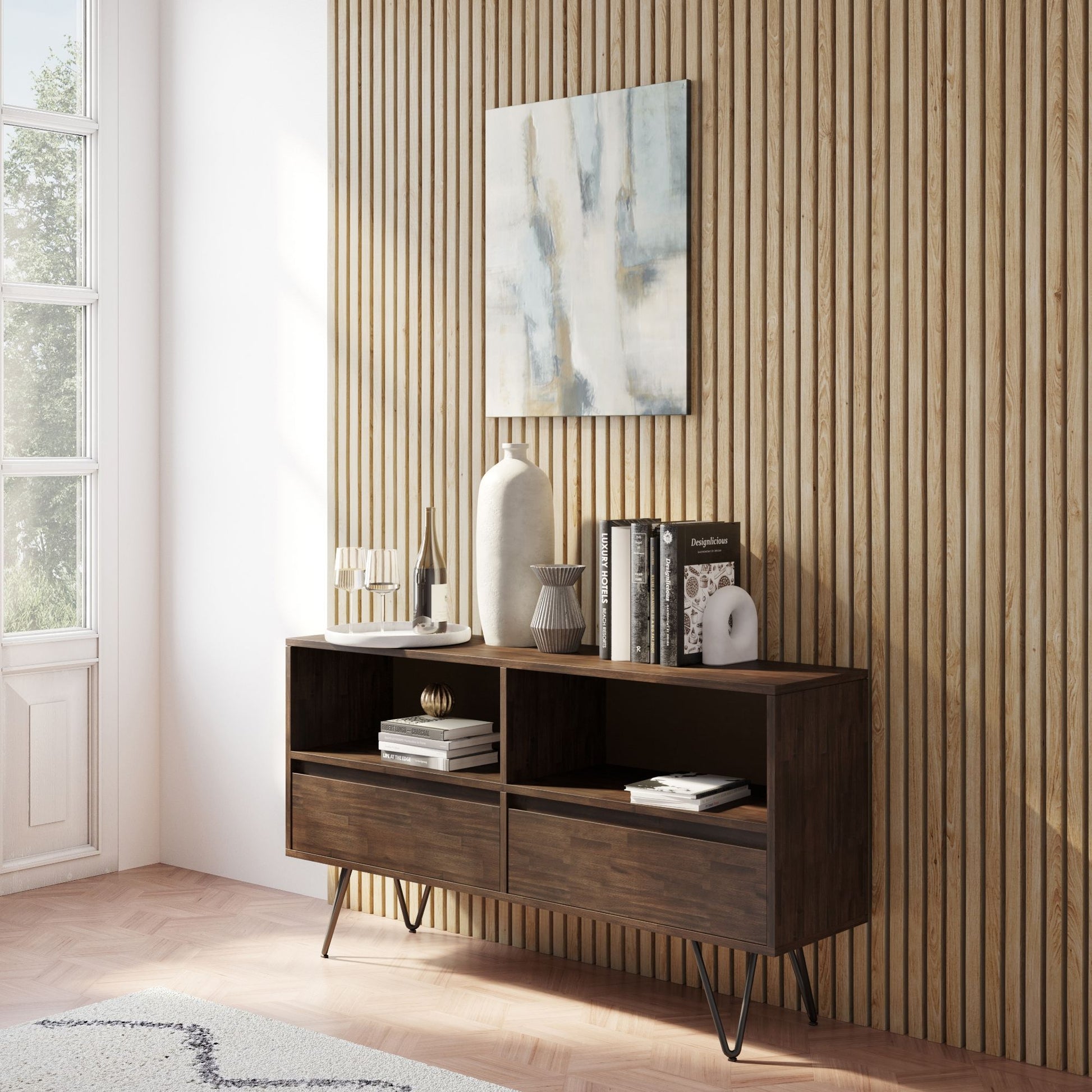Chase - Low Bookcase - Rustic Natural Aged Brown - The Sleep Loft - Online Mattress Showroom NYC