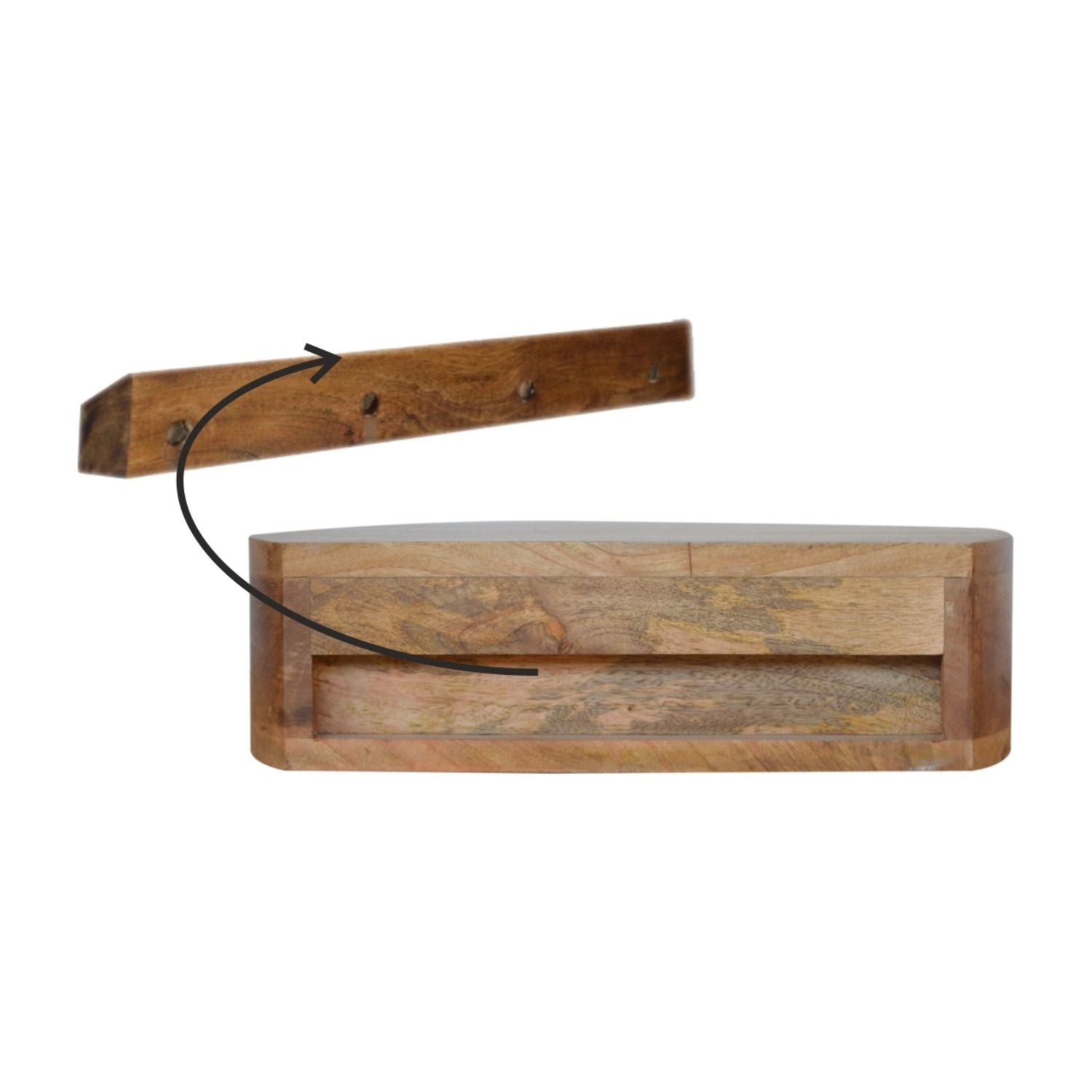 Wall Mounted Rounded Nightstand - Oak - The Sleep Loft - Online Mattress Showroom NYC