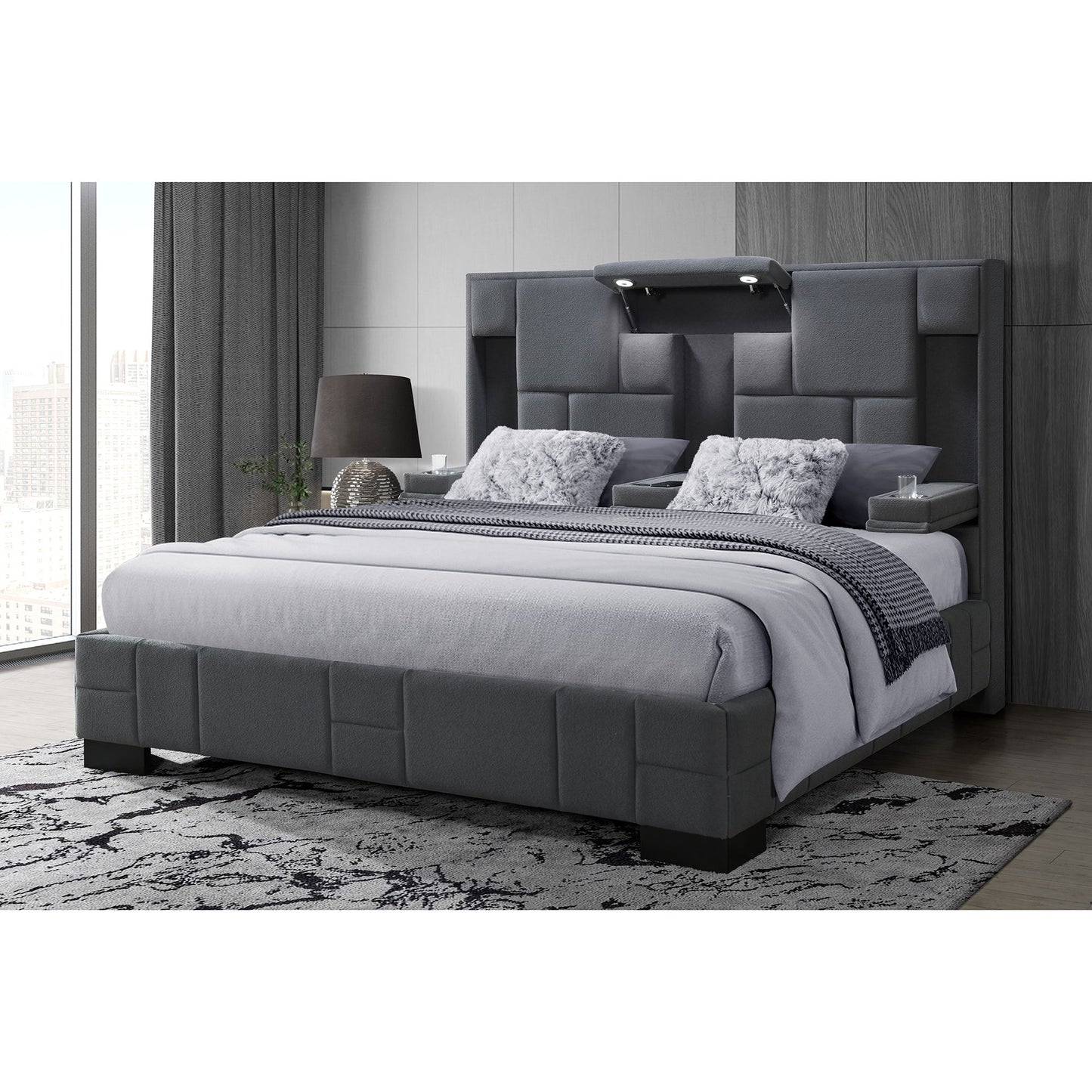 Yaris - Contemporary Bed With Wireless Charging And LED Lights - The Sleep Loft - Online Mattress Showroom NYC