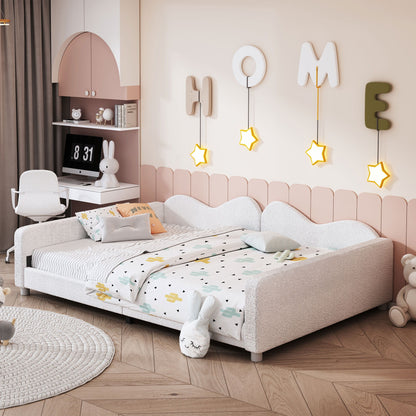 Upholstered Daybed, Sherpa Fabric Sofabed With Cloud-Shaped Backrest - The Sleep Loft - Online Mattress Showroom NYC