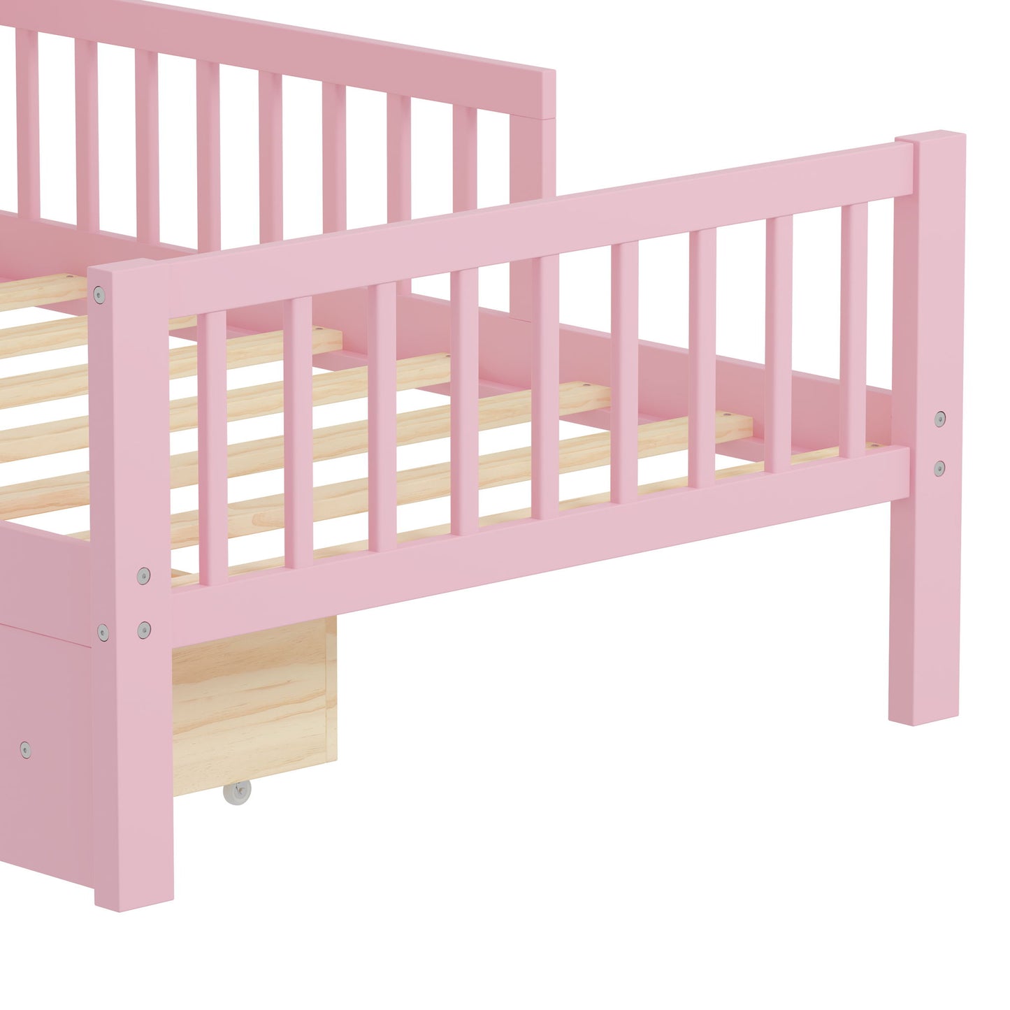 Bed With Headboard Storage Rack, 2 Under Bed Drawers, 3 Side Guardrails For Safety - The Sleep Loft - Online Mattress Showroom NYC