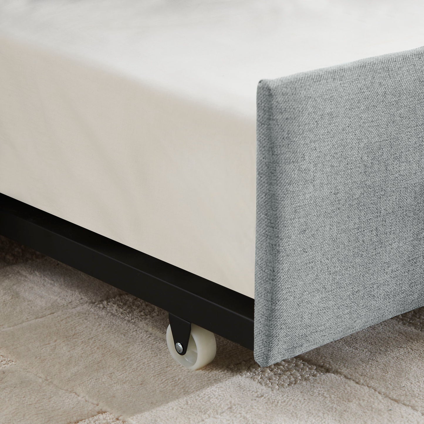 Upholstered Daybed With Trundle With Vertical Stripes - The Sleep Loft - Online Mattress Showroom NYC