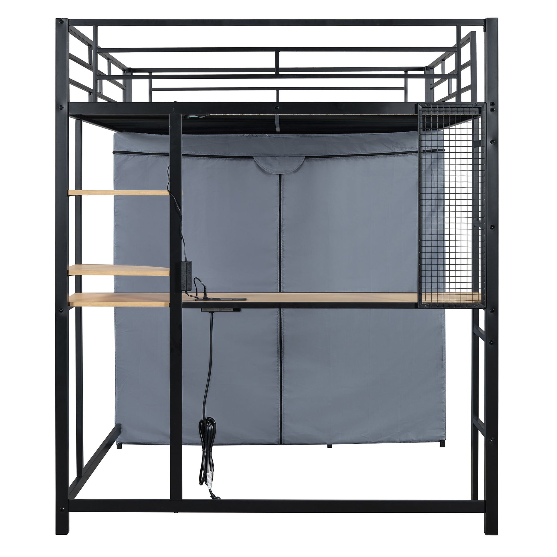 Loft Bed With Desk, Shelves, Power Outlet, LED Light And Wardrobe - The Sleep Loft - Online Mattress Showroom NYC
