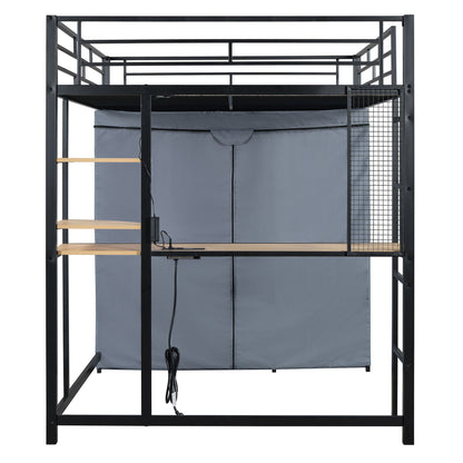 Loft Bed With Desk, Shelves, Power Outlet, LED Light And Wardrobe - The Sleep Loft - Online Mattress Showroom NYC
