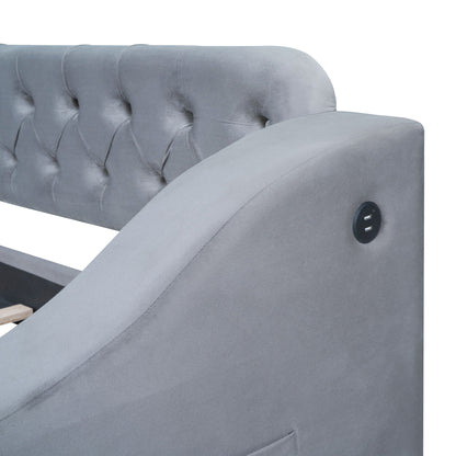 Upholstered Daybed With Storage Armrests And USB Port - The Sleep Loft - Online Mattress Showroom NYC