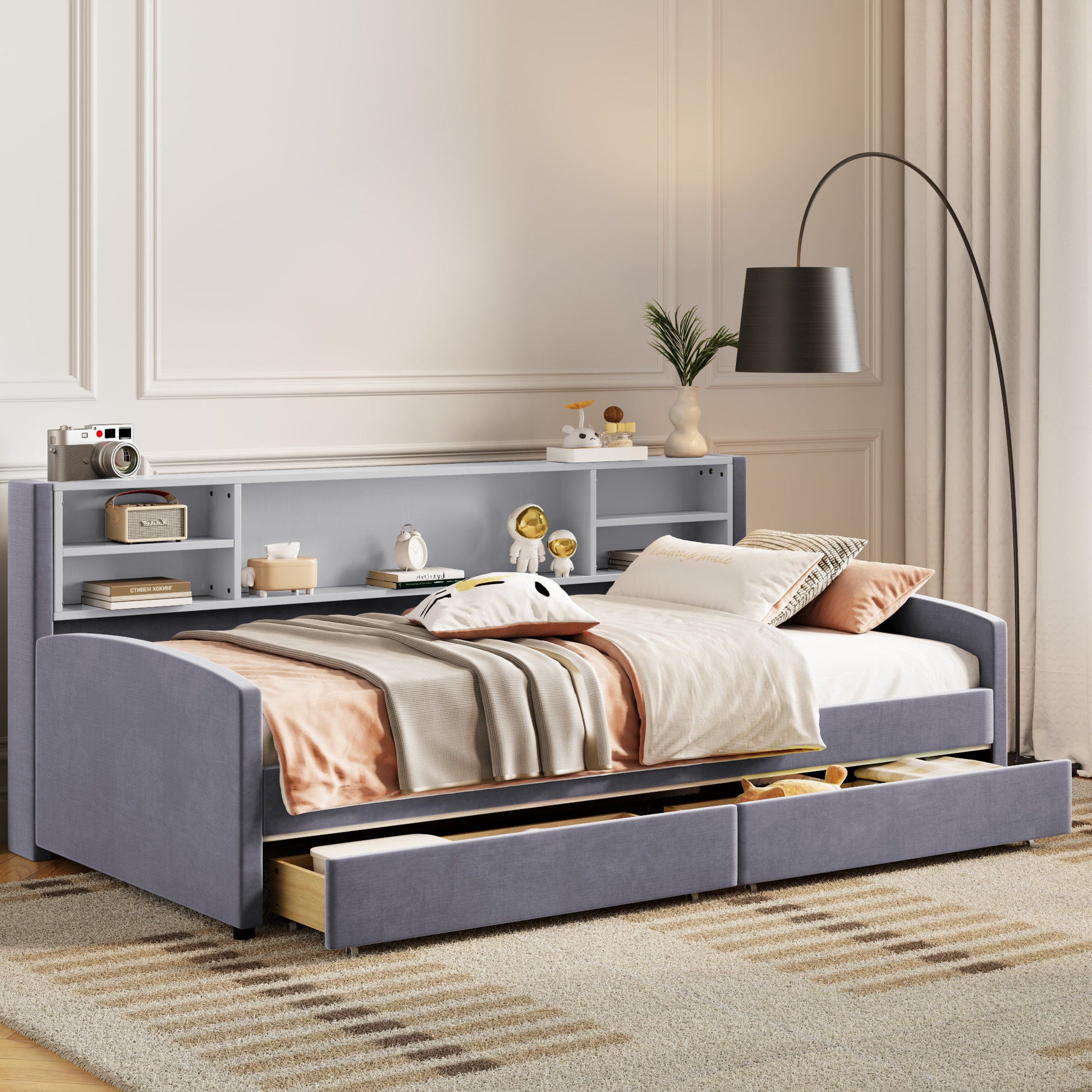 Luxurious Upholstered Platform Bed With Storage Drawers - The Sleep Loft - Online Mattress Showroom NYC