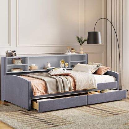 Luxurious Upholstered Platform Bed With Storage Drawers - The Sleep Loft - Online Mattress Showroom NYC