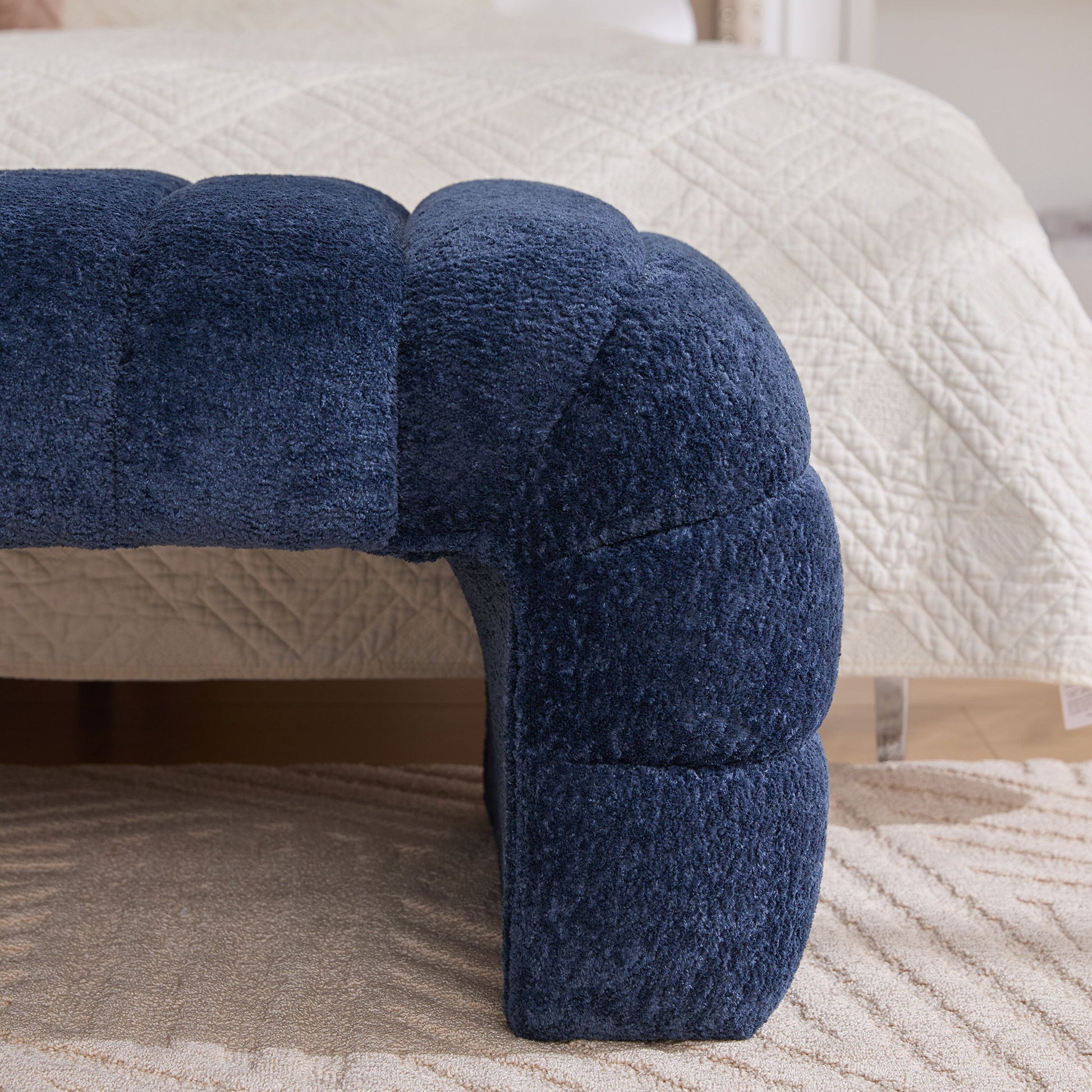 Modern Upholstered Armless Bed Bench With Channel Tufted Design - The Sleep Loft - Online Mattress Showroom NYC