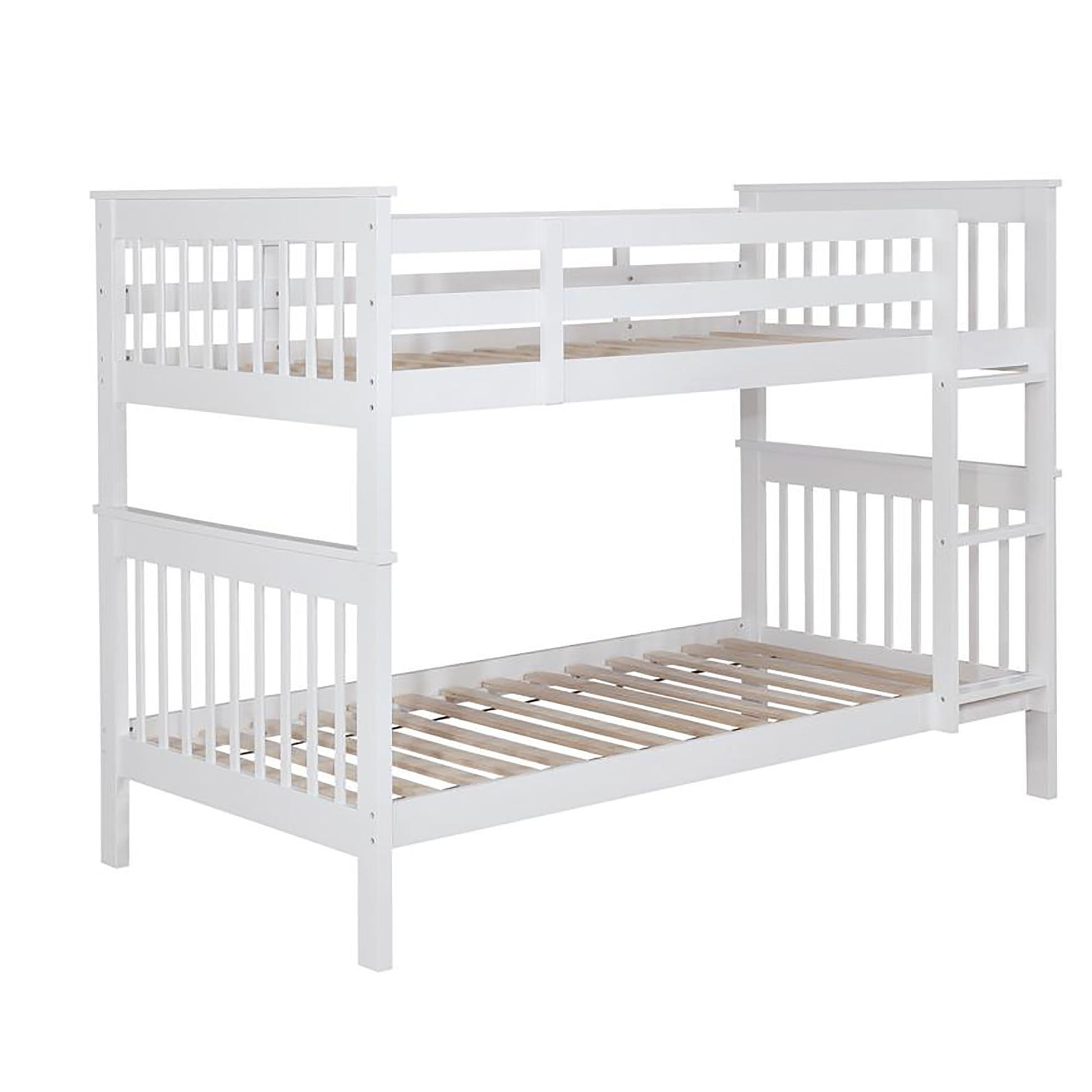 Slatted - Headboard Twin / Twin Bunk Bed With Built In Ladder Design - White - The Sleep Loft - Online Mattress Showroom NYC