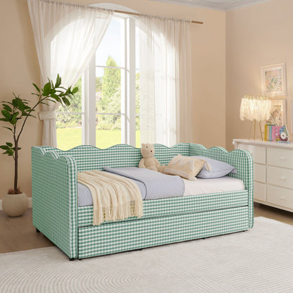 Gingham Daybed With USB Charging Port, Wave Shaped Design - The Sleep Loft - Online Mattress Showroom NYC