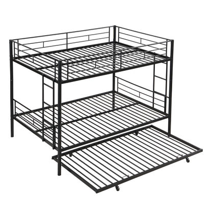 Full Over Full Modern Metal Bunk Bed With Trundle - Black - The Sleep Loft - Online Mattress Showroom NYC