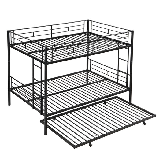 Full Over Full Modern Metal Bunk Bed With Trundle - Black - The Sleep Loft - Online Mattress Showroom NYC