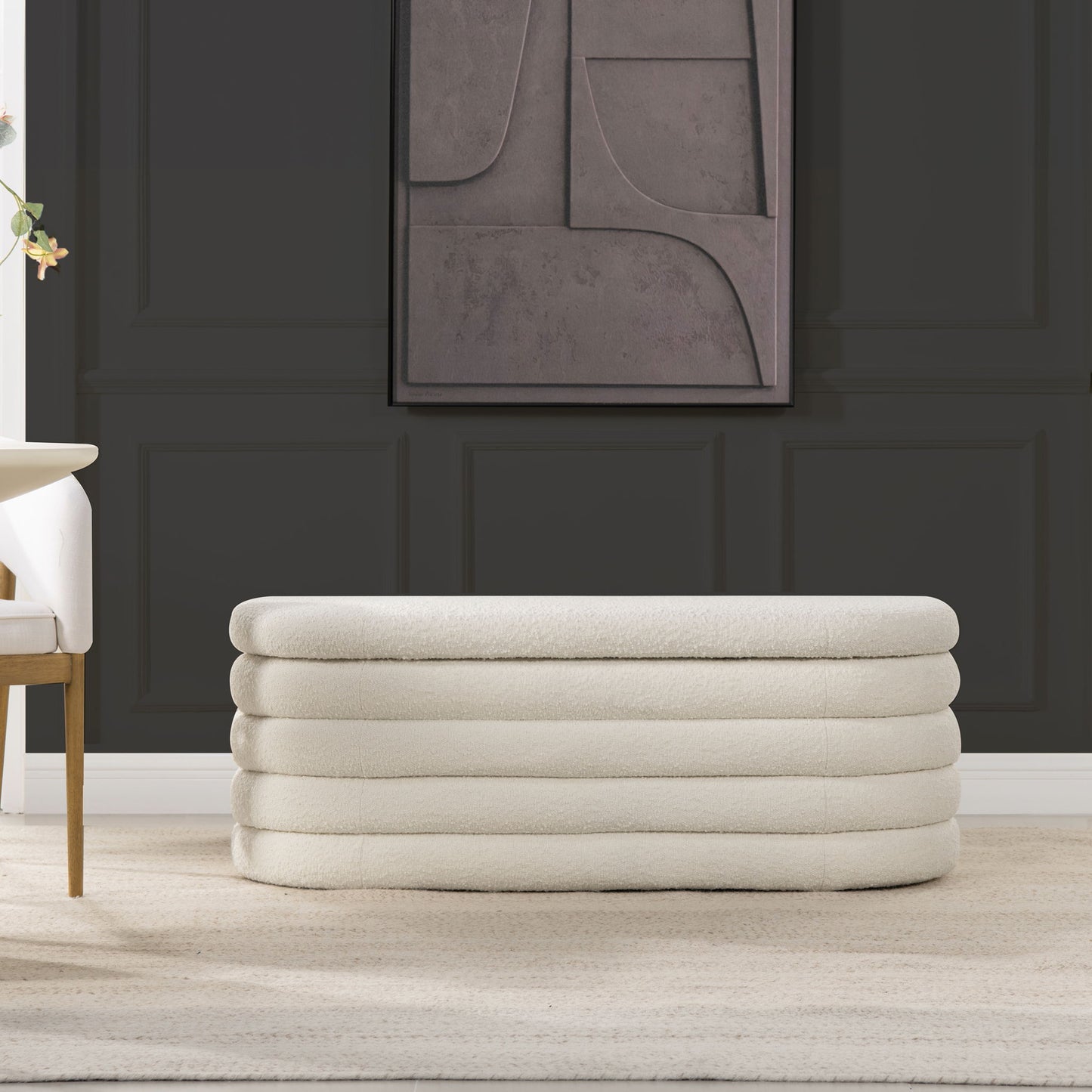Fuji - Upholstered Oval Storage Bench - The Sleep Loft - Online Mattress Showroom NYC