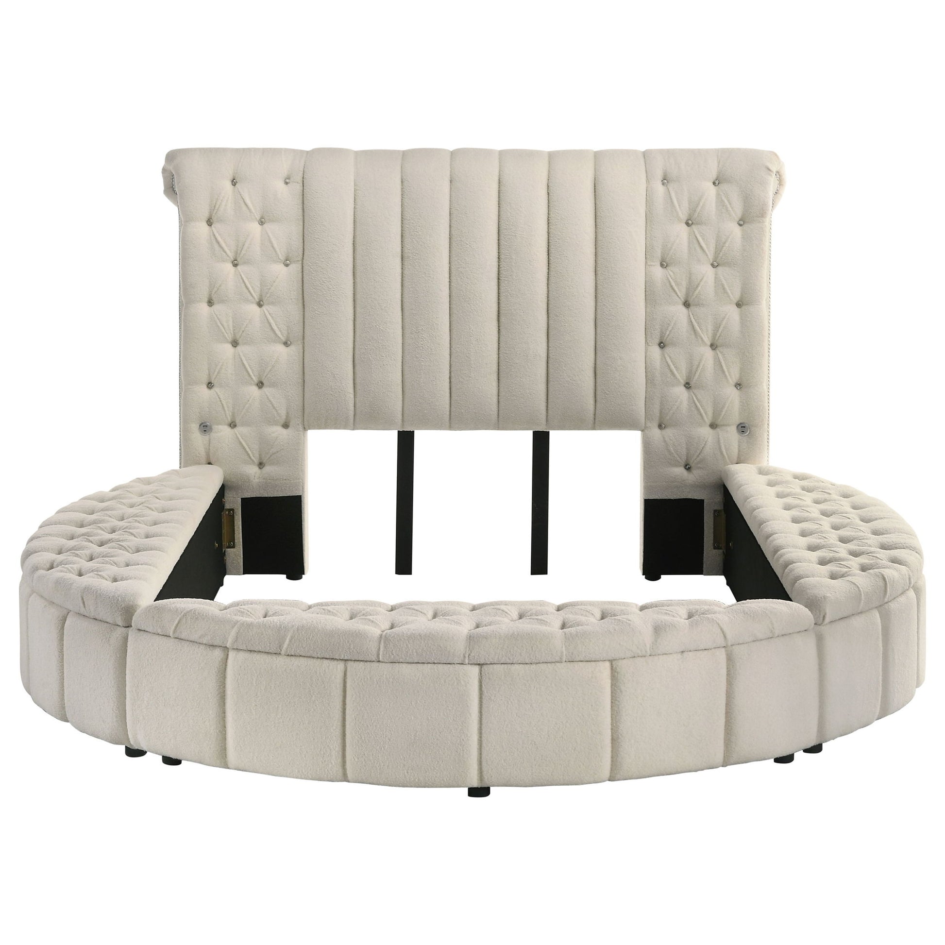 Santiago - Upholstered Round Storage Bed With Built In Charging Ports - The Sleep Loft - Online Mattress Showroom NYC