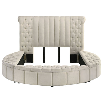 Santiago - Upholstered Round Storage Bed With Built In Charging Ports - The Sleep Loft - Online Mattress Showroom NYC