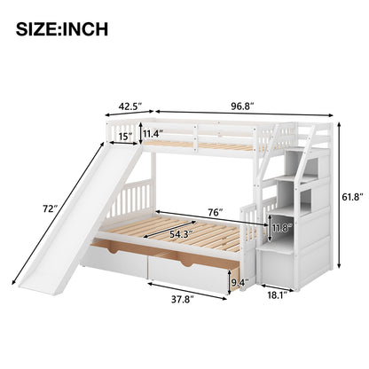 Bunk Bed With Storage Staircase, Slide, Desk, Drawers, And Shelves - The Sleep Loft - Online Mattress Showroom NYC