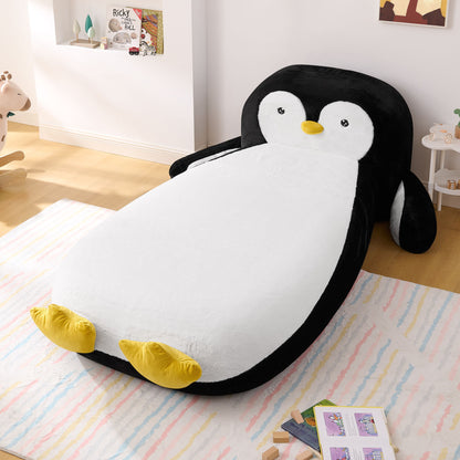 Twin Size Penguin Shaped Bed, Lounger Chair For Kids Bedroom - White / Black - The Sleep Loft - Online Mattress Showroom NYC