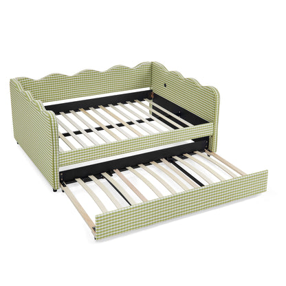 Gingham Daybed With USB Charging Port, Wave-Shaped Design - The Sleep Loft - Online Mattress Showroom NYC