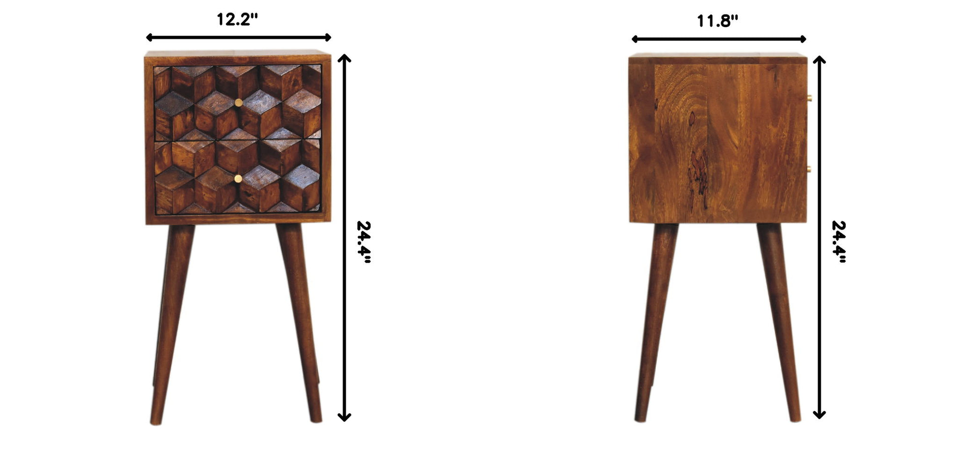 Mini Cube Carved 2 Drawer Nightstand - The Sleep Loft - Online Mattress Showroom NYC