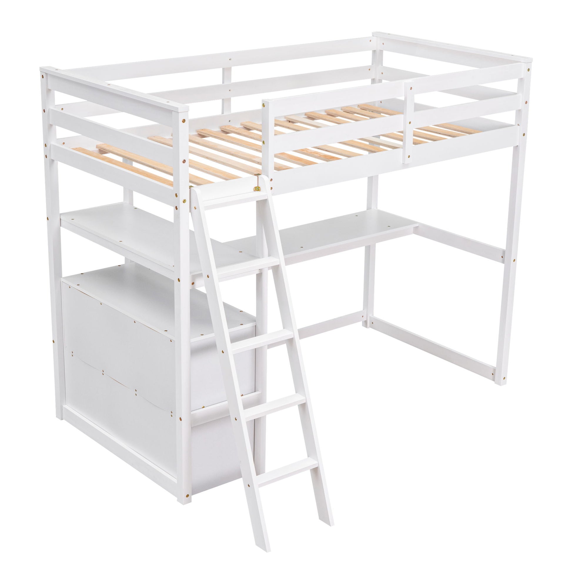 Modern Loft Bed With Built In Desk, Shelves, And 2 Drawers - The Sleep Loft - Online Mattress Showroom NYC