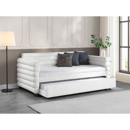 Fandango - Upholstered Twin Day Bed With Trundle - White - The Sleep Loft - Online Mattress Showroom NYC