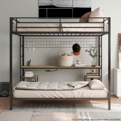 Ethan - Bunk Bed With Desk, Charging Station, Storage Shelves - The Sleep Loft - Online Mattress Showroom NYC