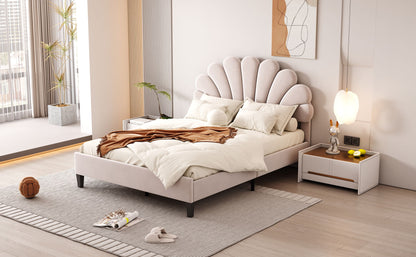 Upholstered Platform Bed With Flower Pattern Headboard - The Sleep Loft - Online Mattress Showroom NYC