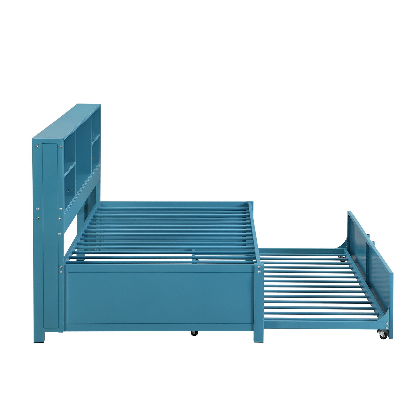 Industrial Metal Daybed With Trundle, Storage Shelves, USB Ports - The Sleep Loft - Online Mattress Showroom NYC