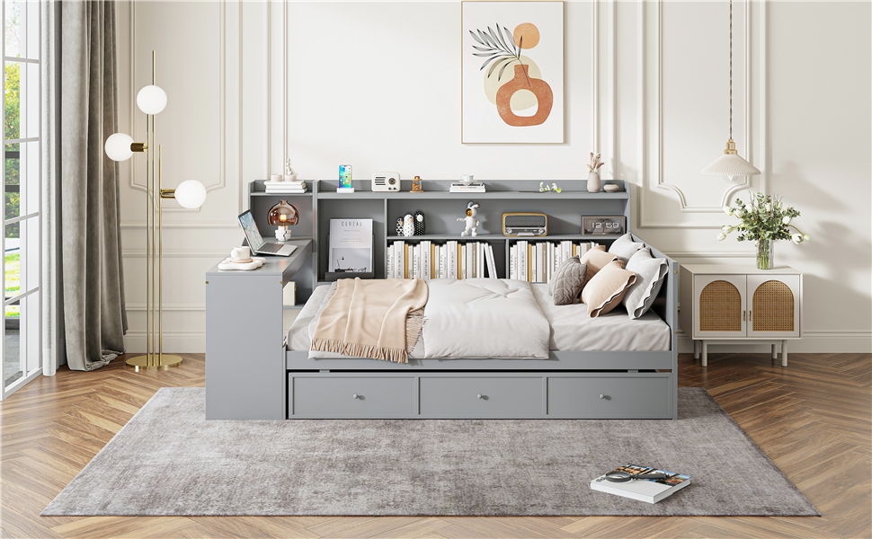 Daybed With 3 Drawers USB Ports And Desk - The Sleep Loft - Online Mattress Showroom NYC