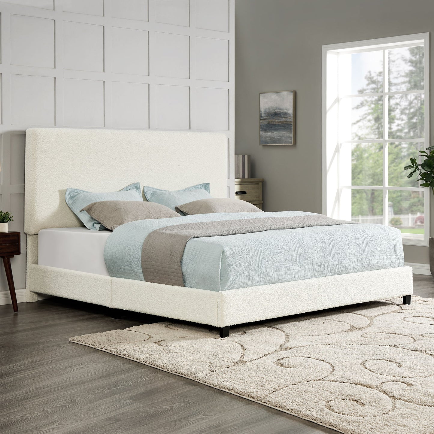 Boucle Upholstered Platform Bed - The Sleep Loft - Online Mattress Showroom NYC