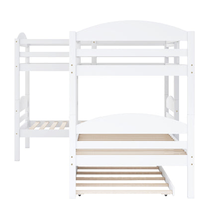 Twin L-Shaped Bunk Bed With Trundle - White - The Sleep Loft - Online Mattress Showroom NYC