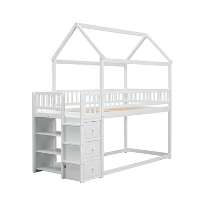 Bunk Bed With Shelves And Drawers, Storage Focused Design