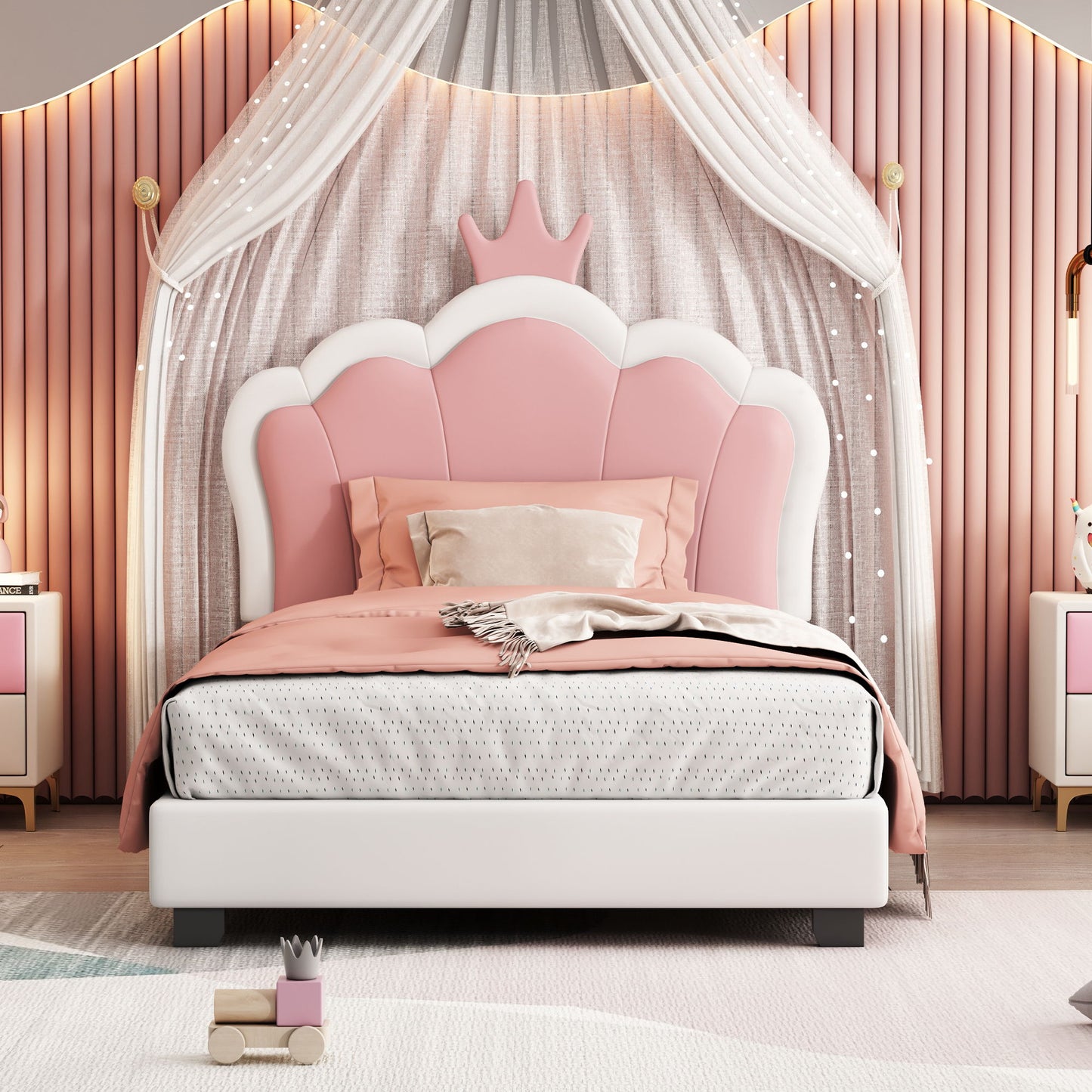 Upholstered Princess Platform Bed With Crown Headboard - The Sleep Loft - Online Mattress Showroom NYC