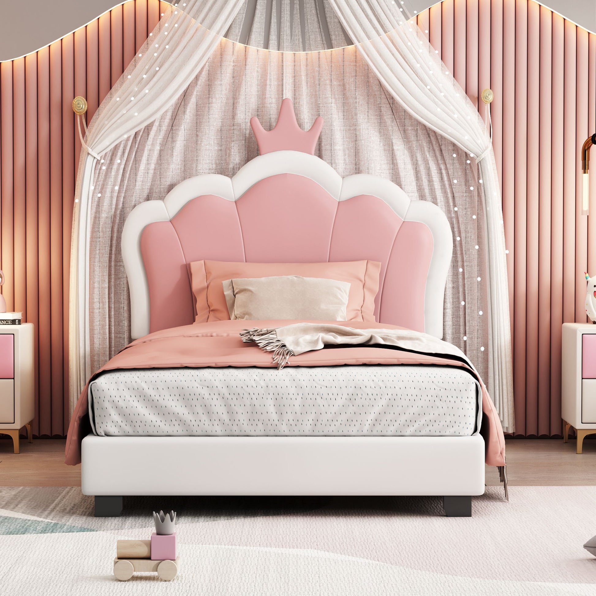 Upholstered Princess Platform Bed With Crown Headboard - The Sleep Loft - Online Mattress Showroom NYC