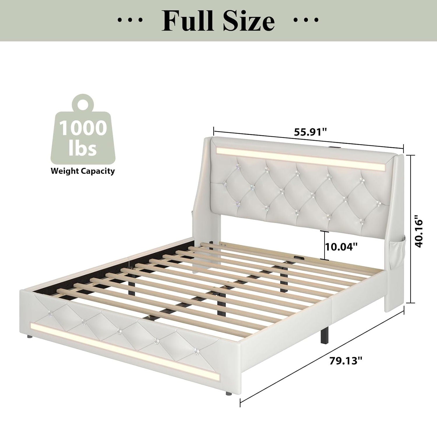 Wingback Upholstered Bed Frame With LED Lights, Charging Station - The Sleep Loft - Online Mattress Showroom NYC