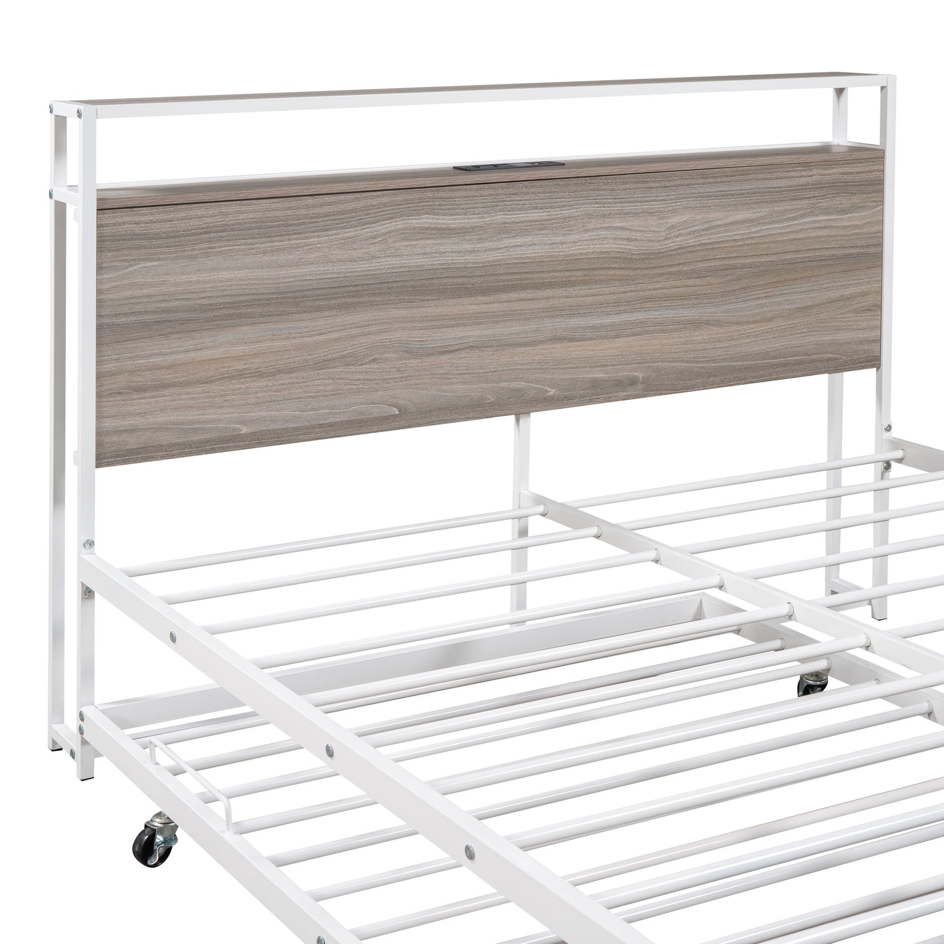 Platform Bed Frame With Trundle, USB Ports And Slat Support, No Box Spring Needed - The Sleep Loft - Online Mattress Showroom NYC
