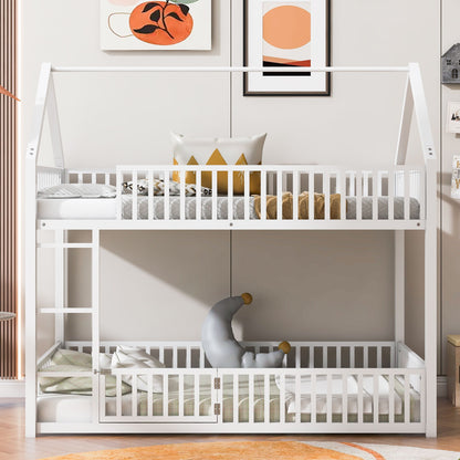 Metal House Bunk Bed With Fence And Door - The Sleep Loft - Online Mattress Showroom NYC