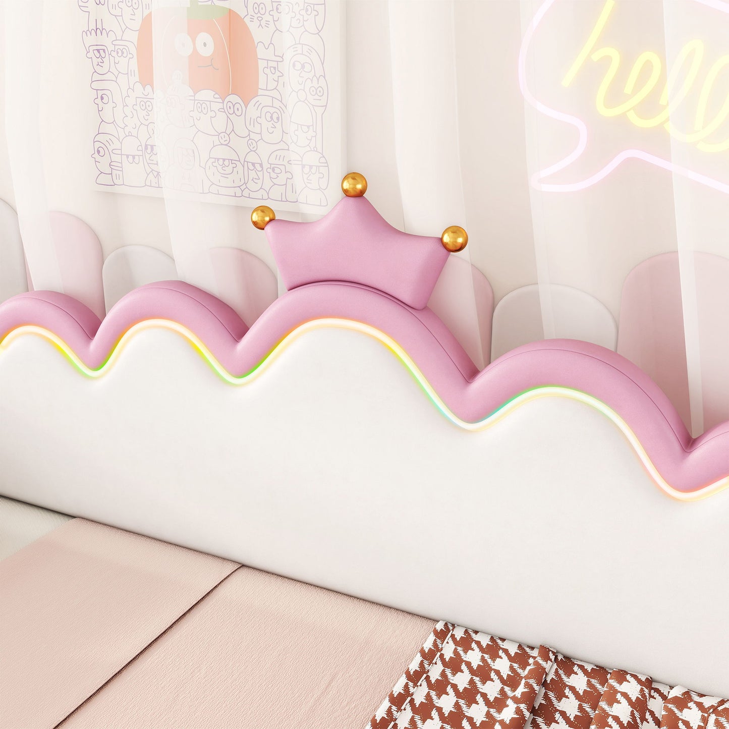 Extending Daybed With LED Lights, Modern Upholstered Princess Daybed With Crown Headboard - The Sleep Loft - Online Mattress Showroom NYC