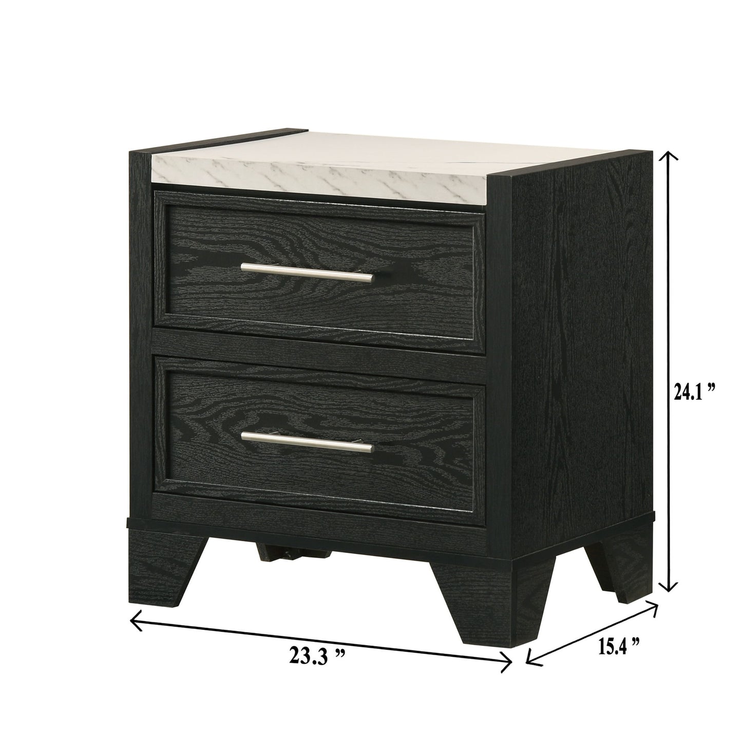 2 Drawers Nightstand - Black / White