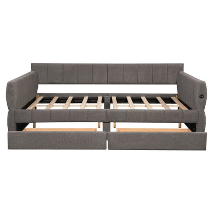 Upholstered Platform Bed With USB Charging