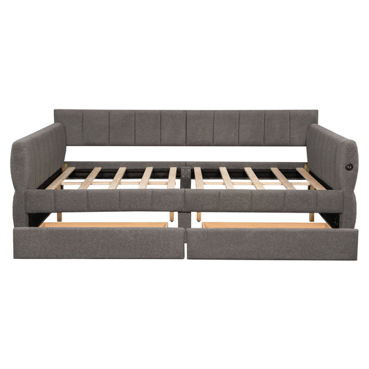 Upholstered Platform Bed With USB Charging