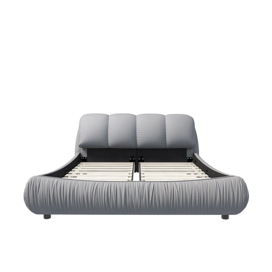Luxury Upholstered Platform Bed With Oversized Padded Backrest And Solid Wood Frame - The Sleep Loft - Online Mattress Showroom NYC