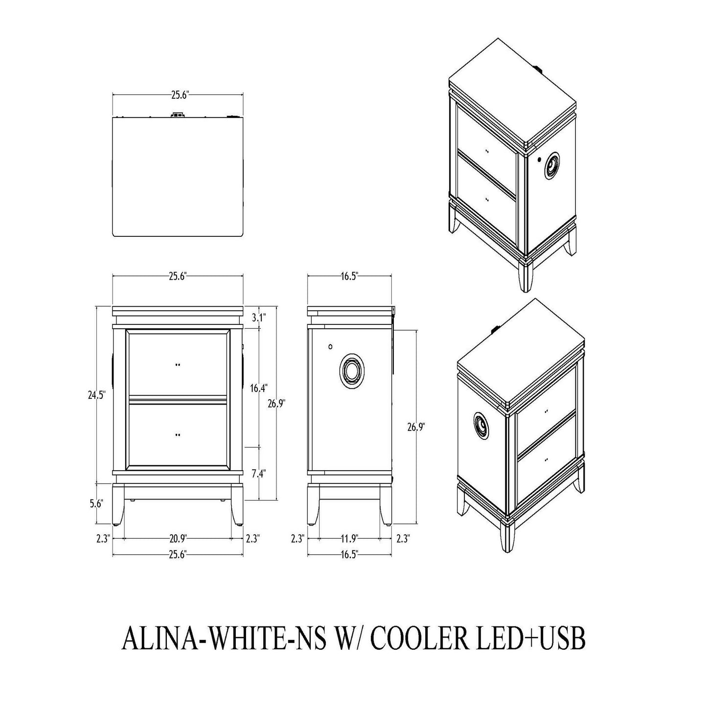 Adelaide - Nightstand With Cooler And Speaker - Gray / Black - The Sleep Loft - Online Mattress Showroom NYC