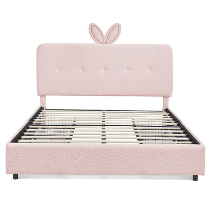 Upholstered Bed With Oversized Rabbit Ear Headboard, LED Lights & 4 Storage Drawers - The Sleep Loft - Online Mattress Showroom NYC